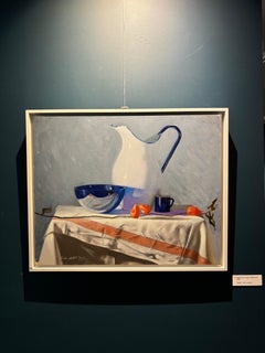 - Esecizio blu e arancio - Olio su tela  cm. 45 x 35
