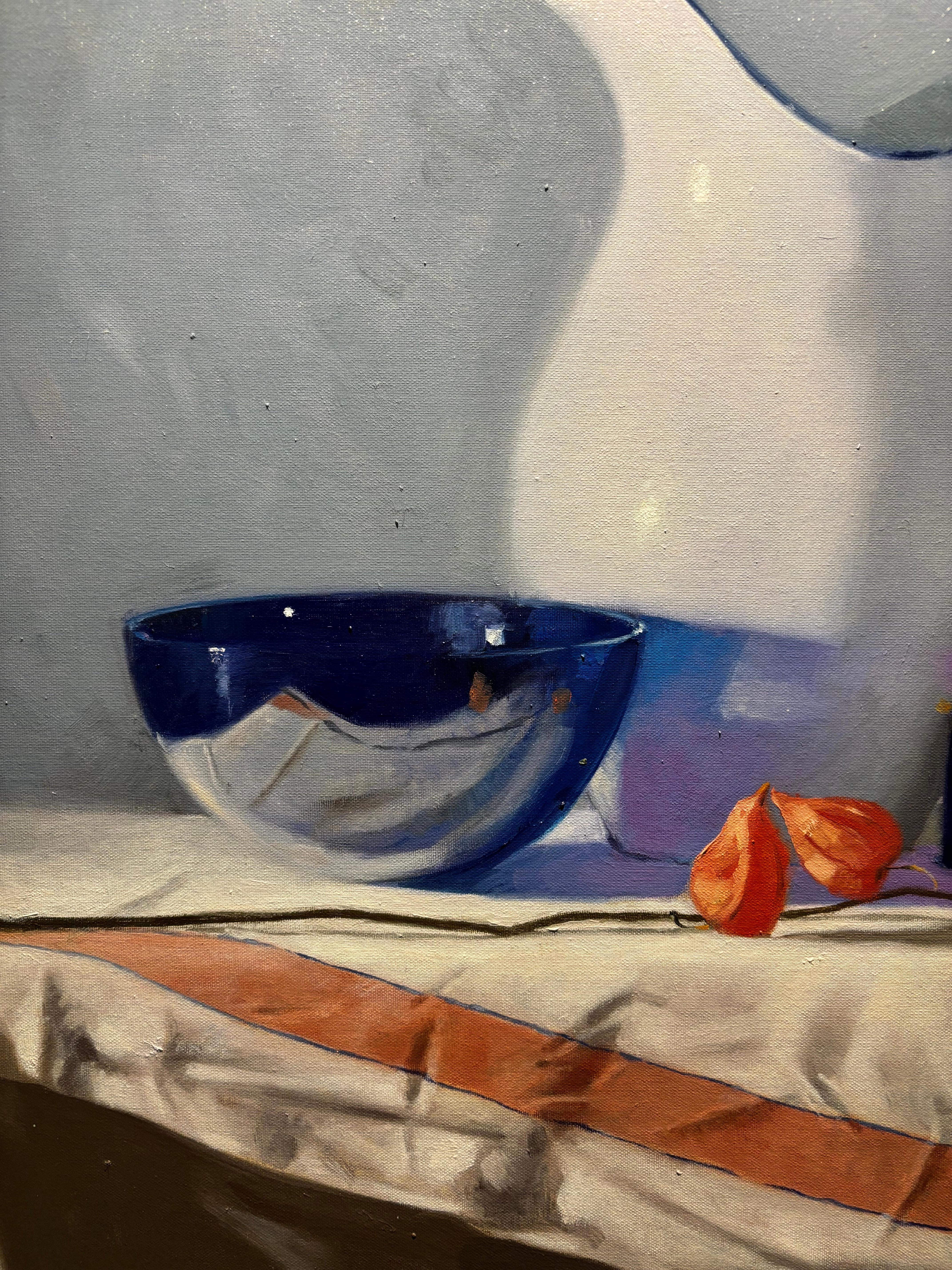 - Esecizio blu e arancio - Olio su tela  cm. 45 x 35 - Painting Realismo di Luisa Albert