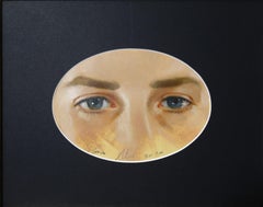 "Eyes" Blue , Blue Eyses, Glance, Look, Oil , only the oval work cm. 15 x 10