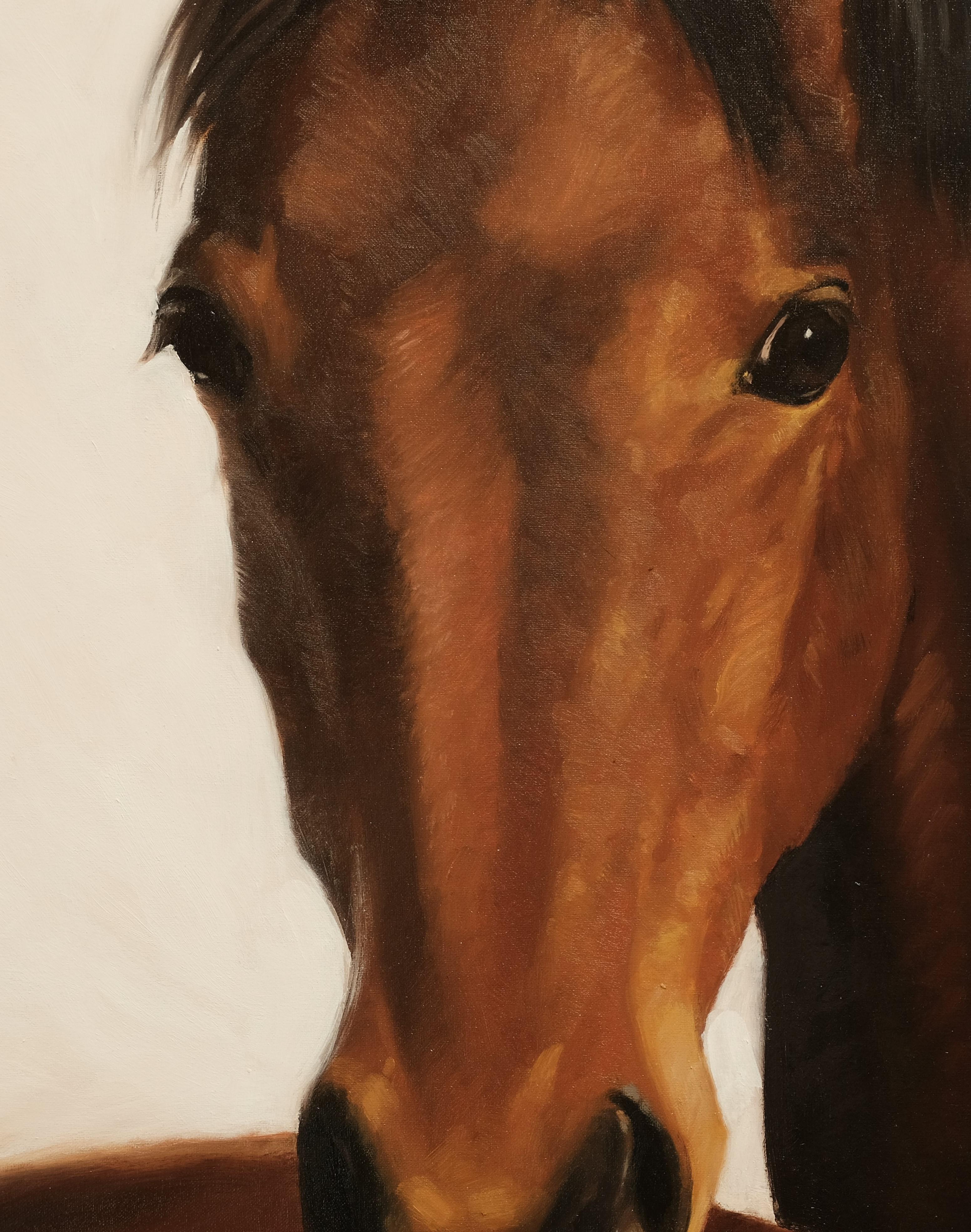 Foals,Horses, Thoroughbred,Brown, white,
Two works cm. 110 x 110 together 220 x 110 ,inch 86,61 x 43,30 

Luisa Albert was born in Turin, Italy where she currently lives and works.
In 1989 she enrolled at the Istituto Europeo di Design in Milan and