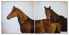 "Foals"Horses, Thoroughbreds, Oil 220x 110 (two works)