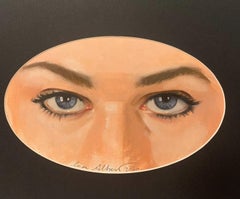 "Girl's eyes" Blue , Blue Eyses, Glance, Look, Oil , only the oval work cm. 21 x 13