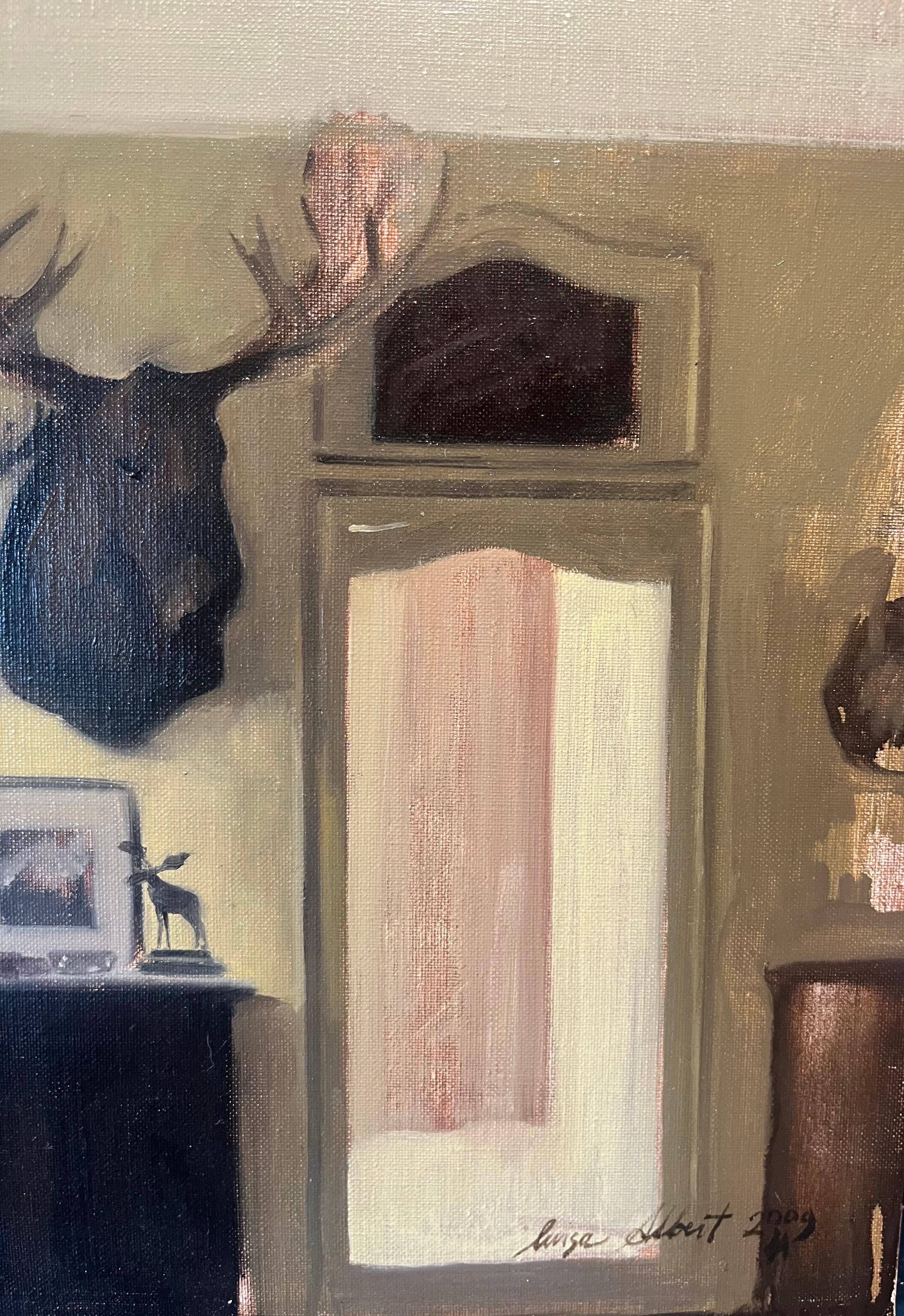 „Hunter house“, Ölgemälde, cm.50 x 35, 2009 , Versand included (Beige), Interior Painting, von Luisa Albert