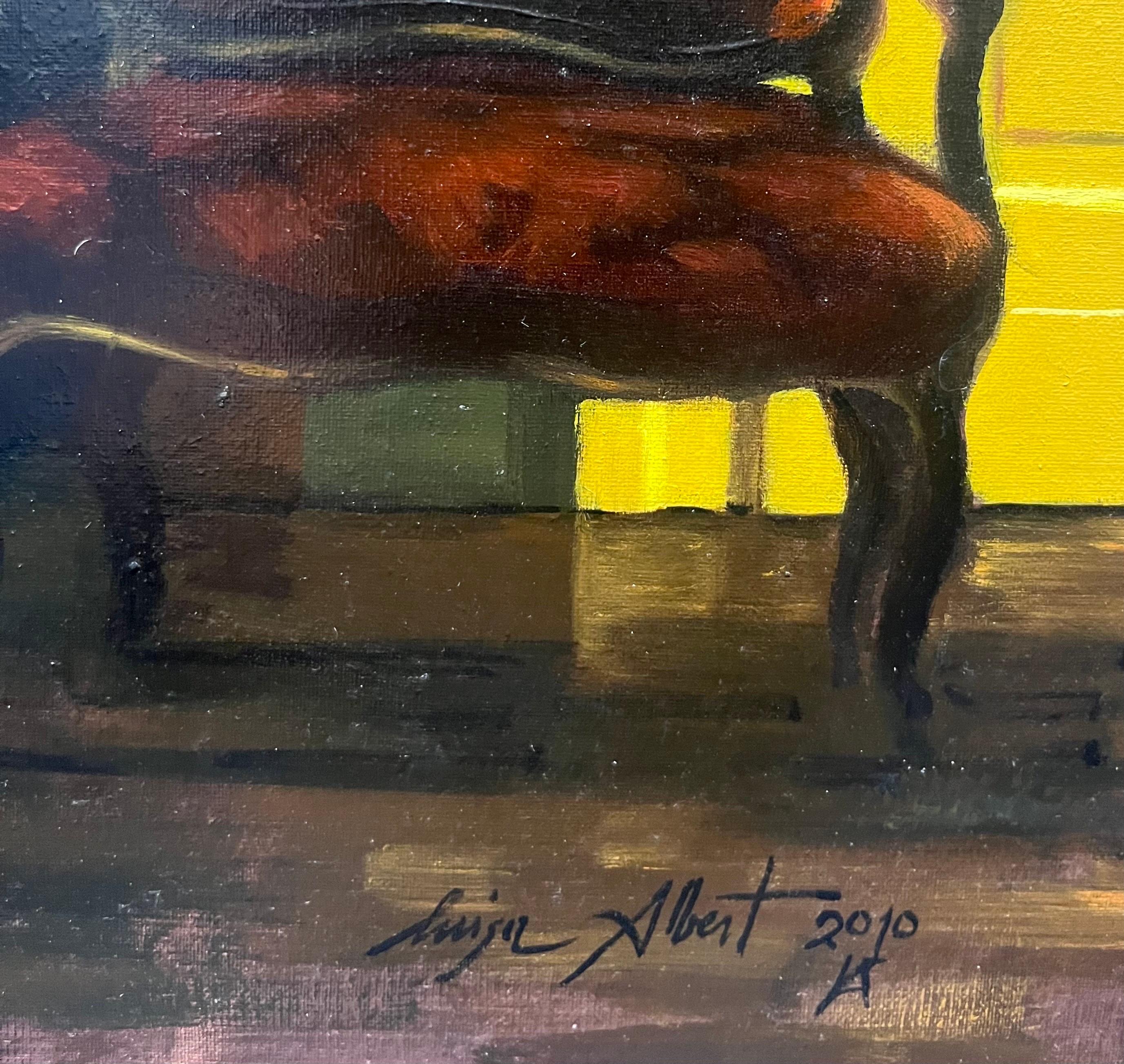 „Interior mit Porträt eines Malers“, Hommage an J.S. Sargent Öl cm. 40 x 70 im Angebot 1