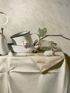 Weiße "Drei blinde Mäze"  Öl cm. 60 x 95 2019