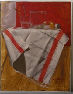 "Transparencies" Red, White, Still life, Glasses, Kitchen cm. 37 x 47