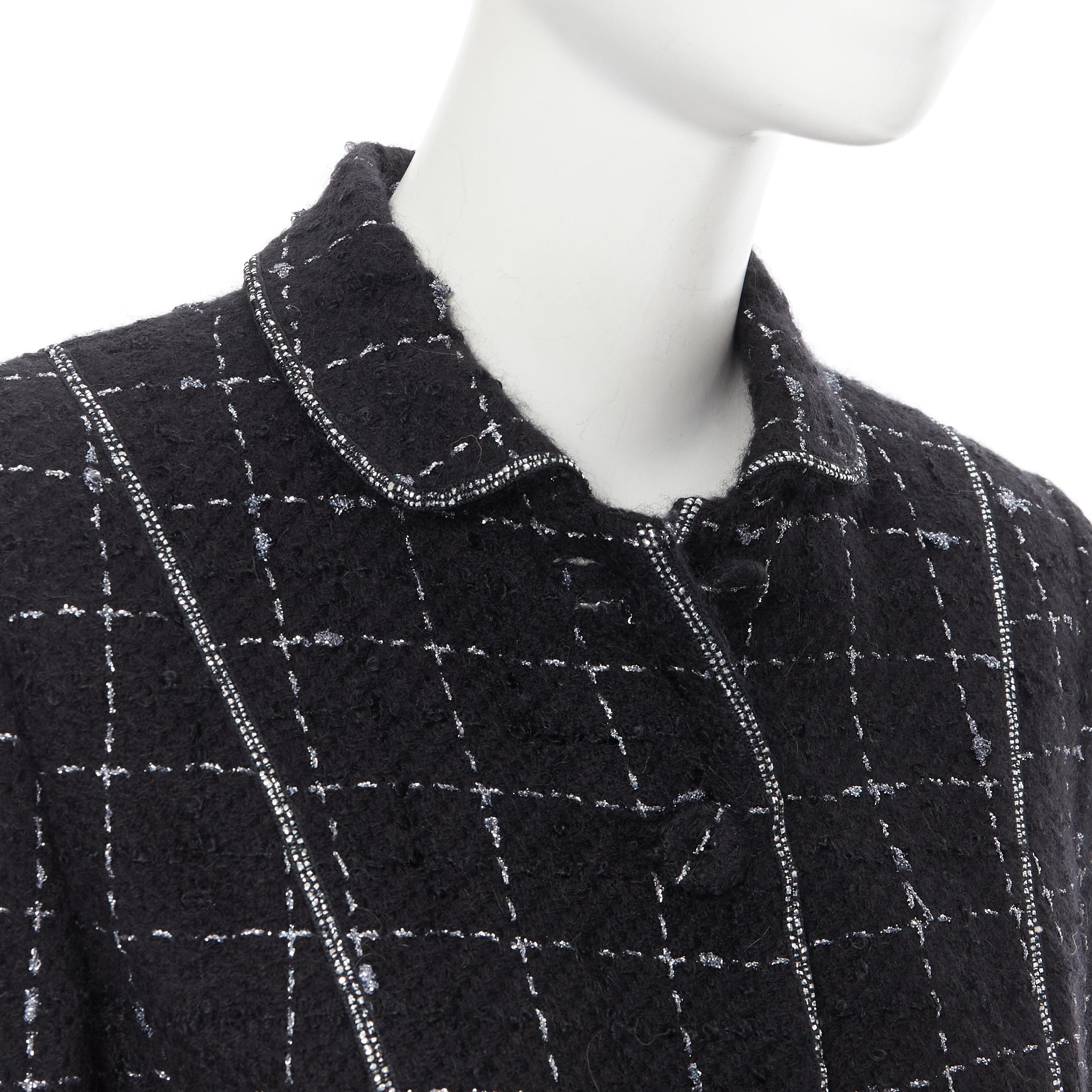 LUISA BECCARIA black silver check embellished tweed jacket skirt set IT44 M 
Reference: GIYG/A00043 
Brand: Luisa Beccaria 
Material: Wool 
Color: Black 
Pattern: Check 
Closure: Button 
Extra Detail: Silver bead embellishment. Fabric wrapped