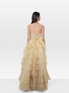 Luisa Beccaria Yellow Sparkly Maxi Ball Gown Size XS