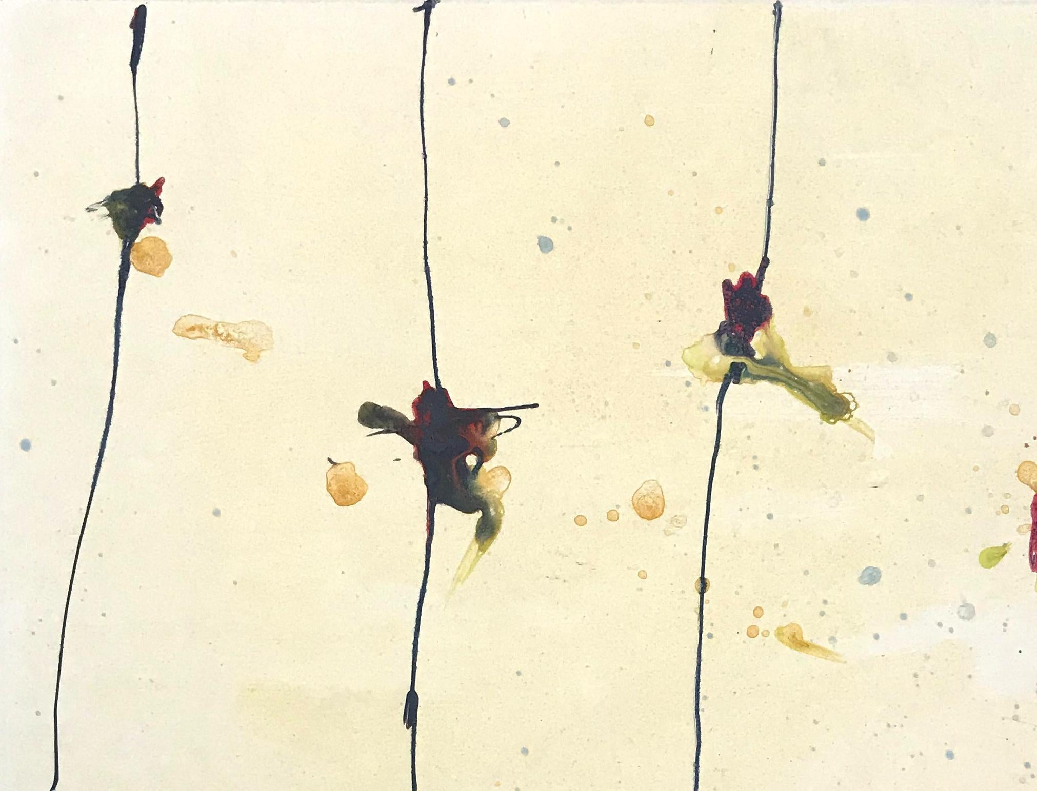 Elevating Knots, Monotype/Paper, 20 x 20, Venezuelan Artist , MOMA , Geometric - Beige Abstract Print by Luisa Duarte
