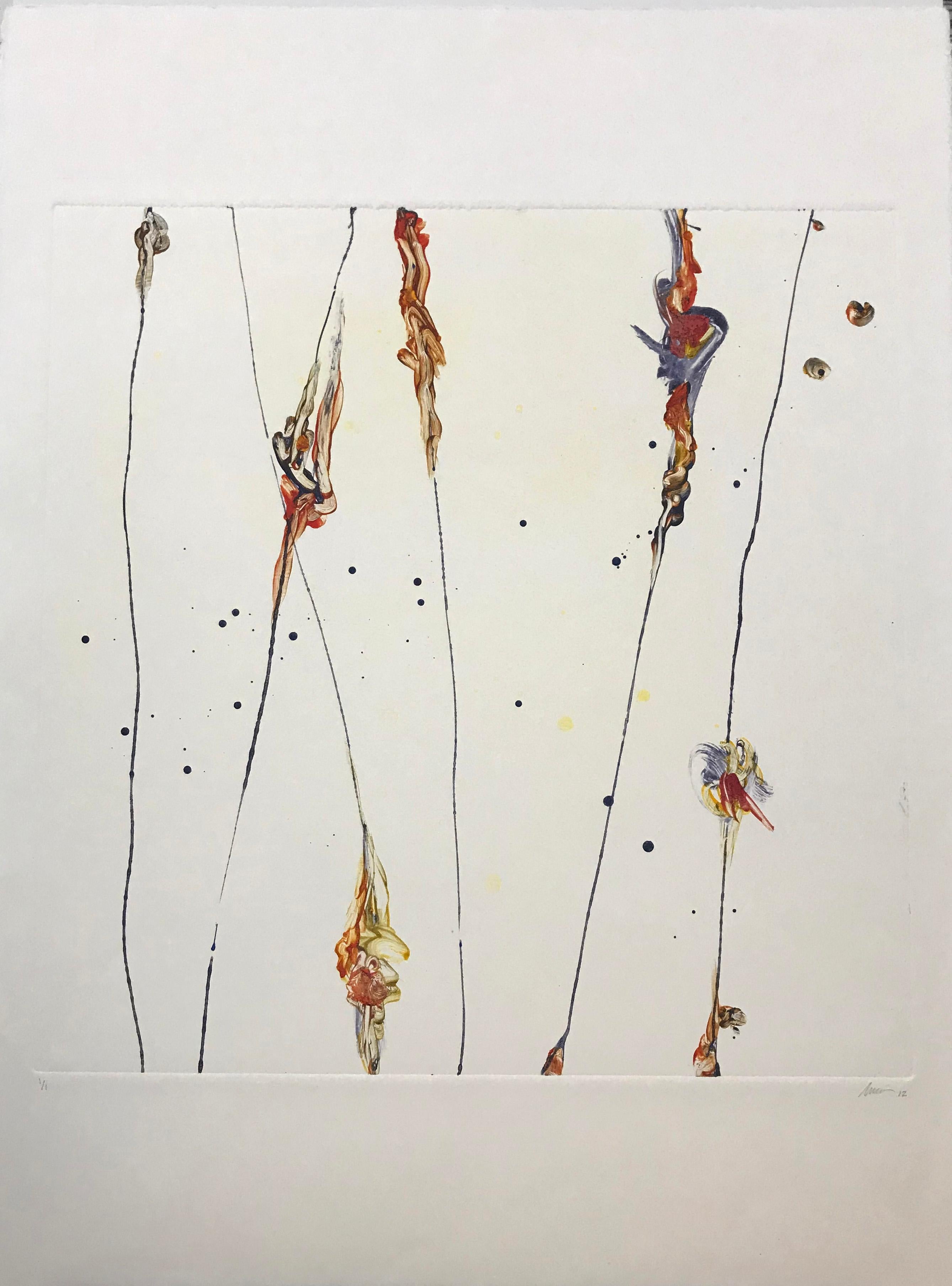 Nudos de Fuego, Monotipo/Papel, 20 x 20, Artista Venezolano , MOMA , Geométrico