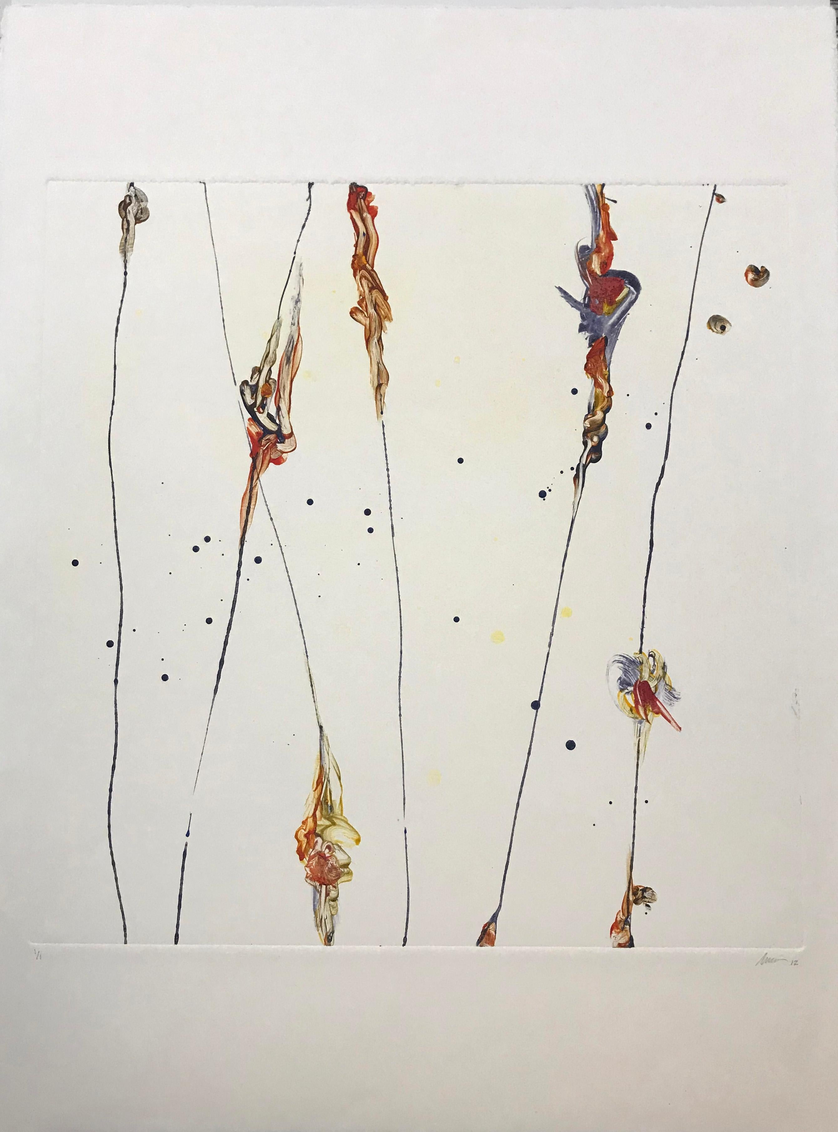 Luisa Duarte Figurative Print - Fire Knots, Monotype/Paper, 20 x 20, Venezuelan Artist , MOMA , Geometric 