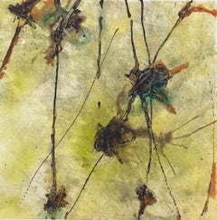 Knots in Green, Monotype/Paper, 20 x 20, Venezuelan Artist, Geometric Abstract