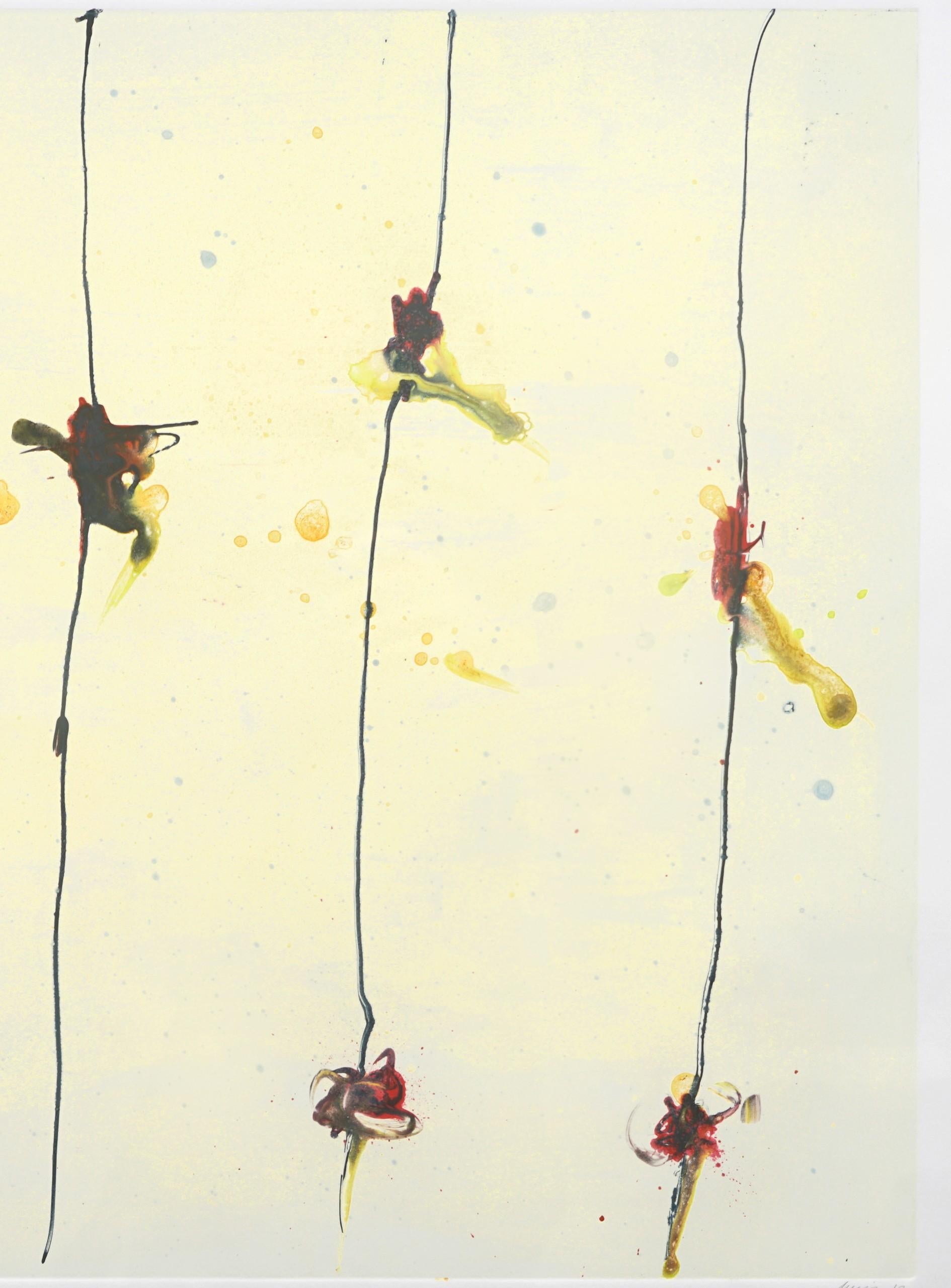 Nudos de Fuego (Fuego) Monotipo sobre Papel Arte Contemporáneo  Artista latinoamericano - Print Geométrico abstracto de Luisa Duarte