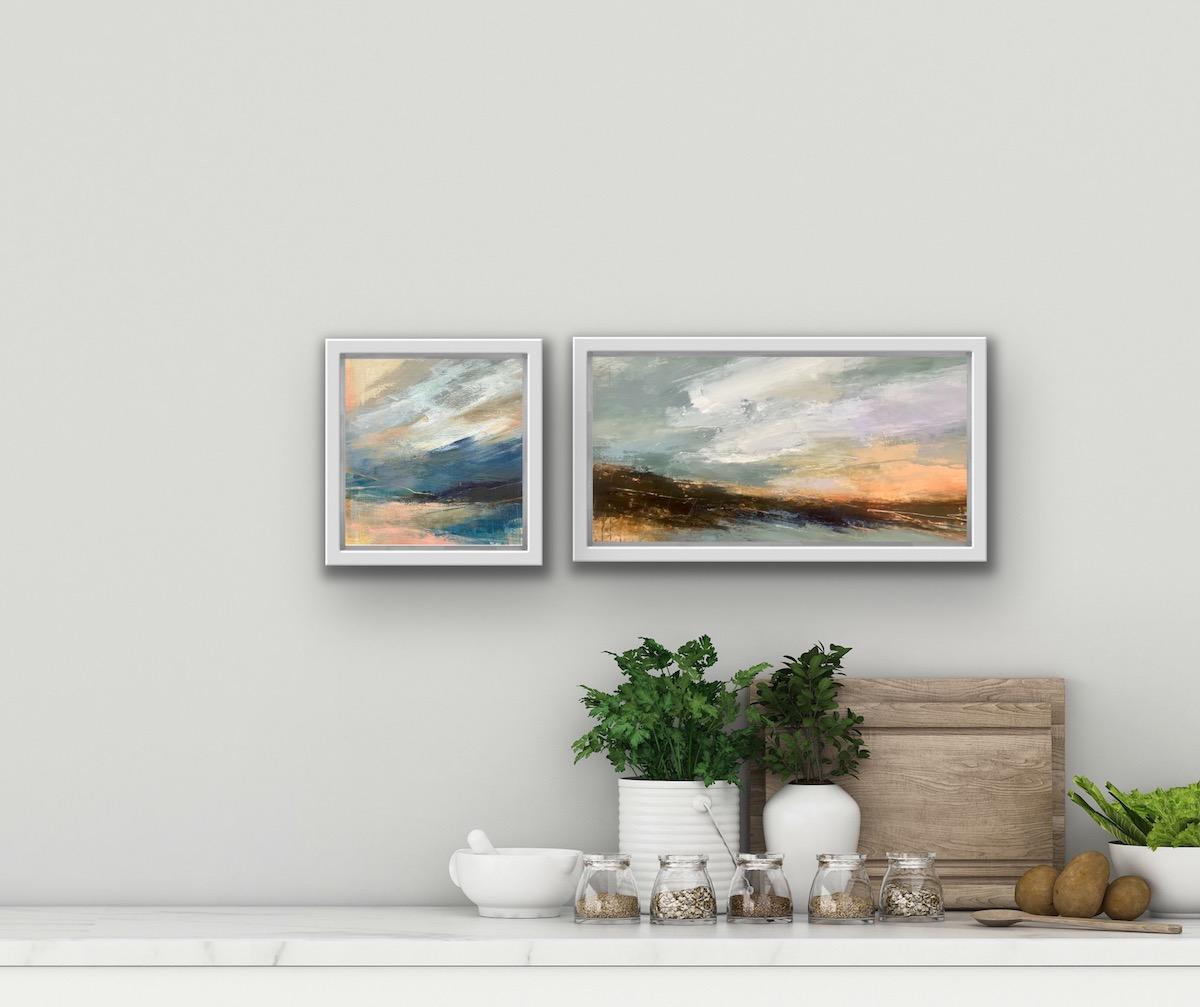 Dusky Shore and Peach Panorama Diptyque - Expressionnisme abstrait Painting par Luisa Holden