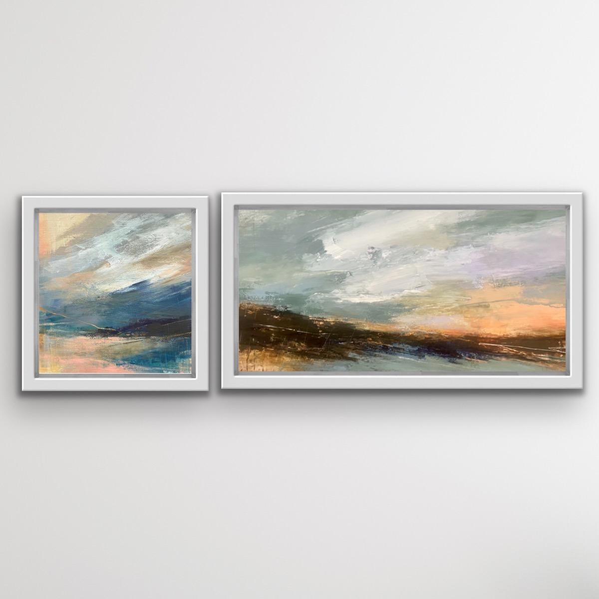 Luisa Holden Landscape Painting - Dusky Shore and Peach Panorama Diptych