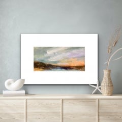 Luisa Holden, Peach Panorama, paysage semi-abstrait, peinture originale