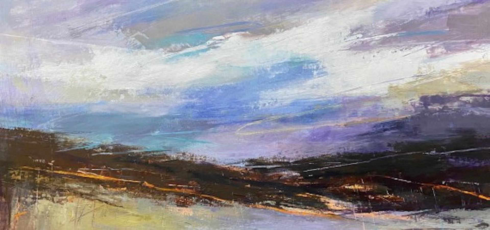 Purple Moorland Panorama by Luisa Holden [2021]
Original
Mixed Media on gessoed cardboard
Image size: H:23 cm x W:47.5 cm
Complete Size of Unframed Work: H:40 cm x W:64.5 cm x D:0.5cm
Sold Unframed
Please note that insitu images are purely an