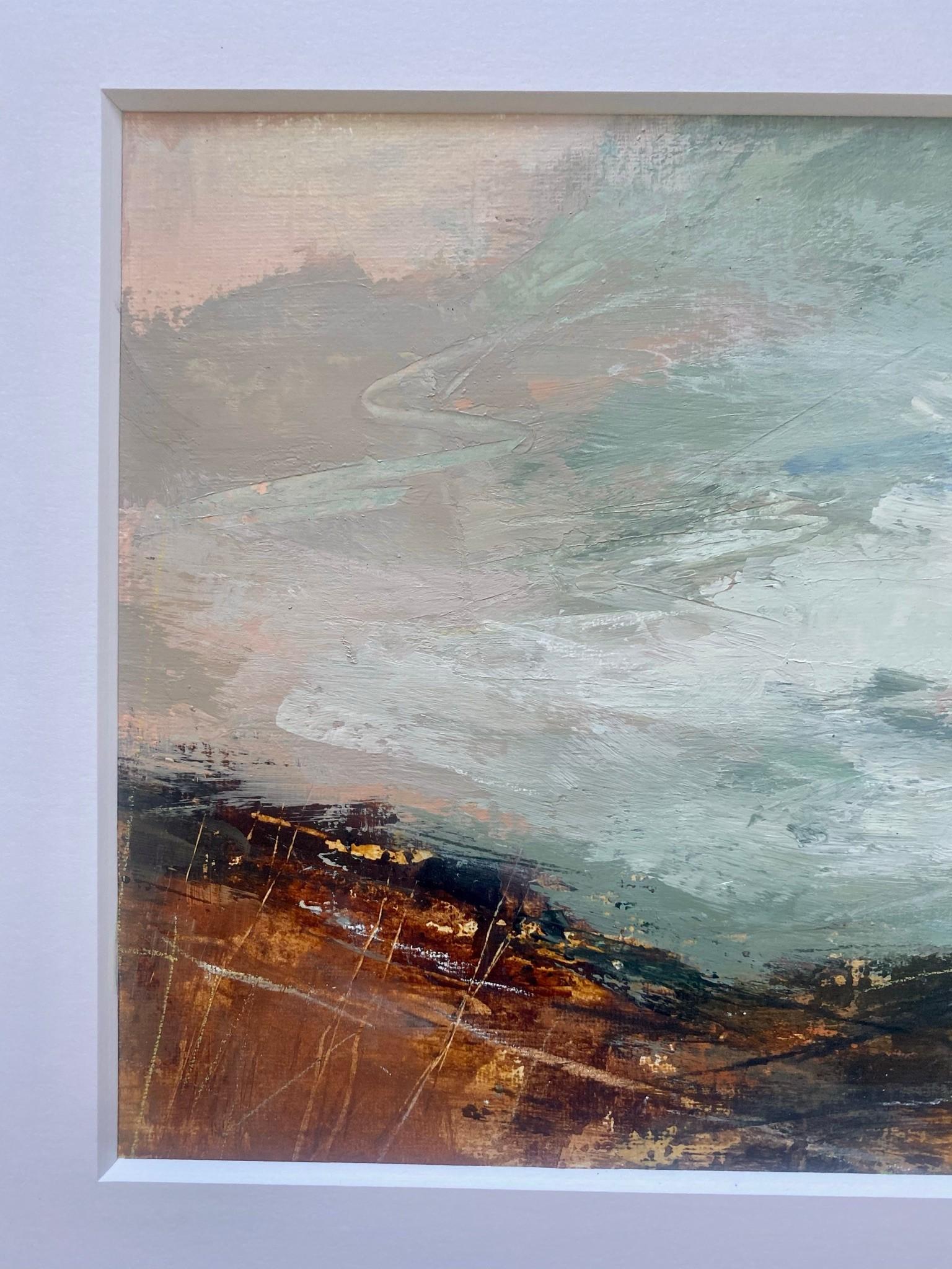 Windswept Moorland, Abstract Landscape Painting, Expressionist Art, Layered Art - Gray Abstract Painting by Luisa Holden