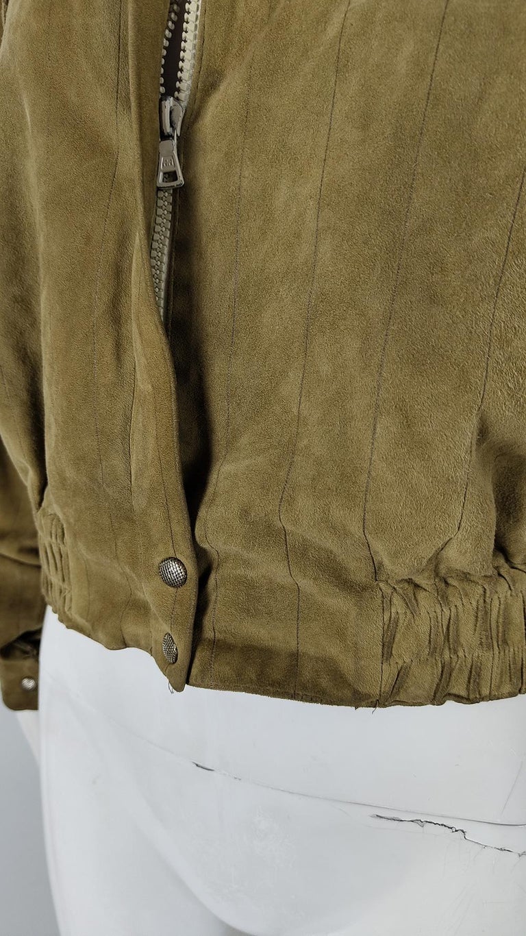 Luisa Martini Vintage Italian Huge Shoulder Pads Suede Blouson Jacket