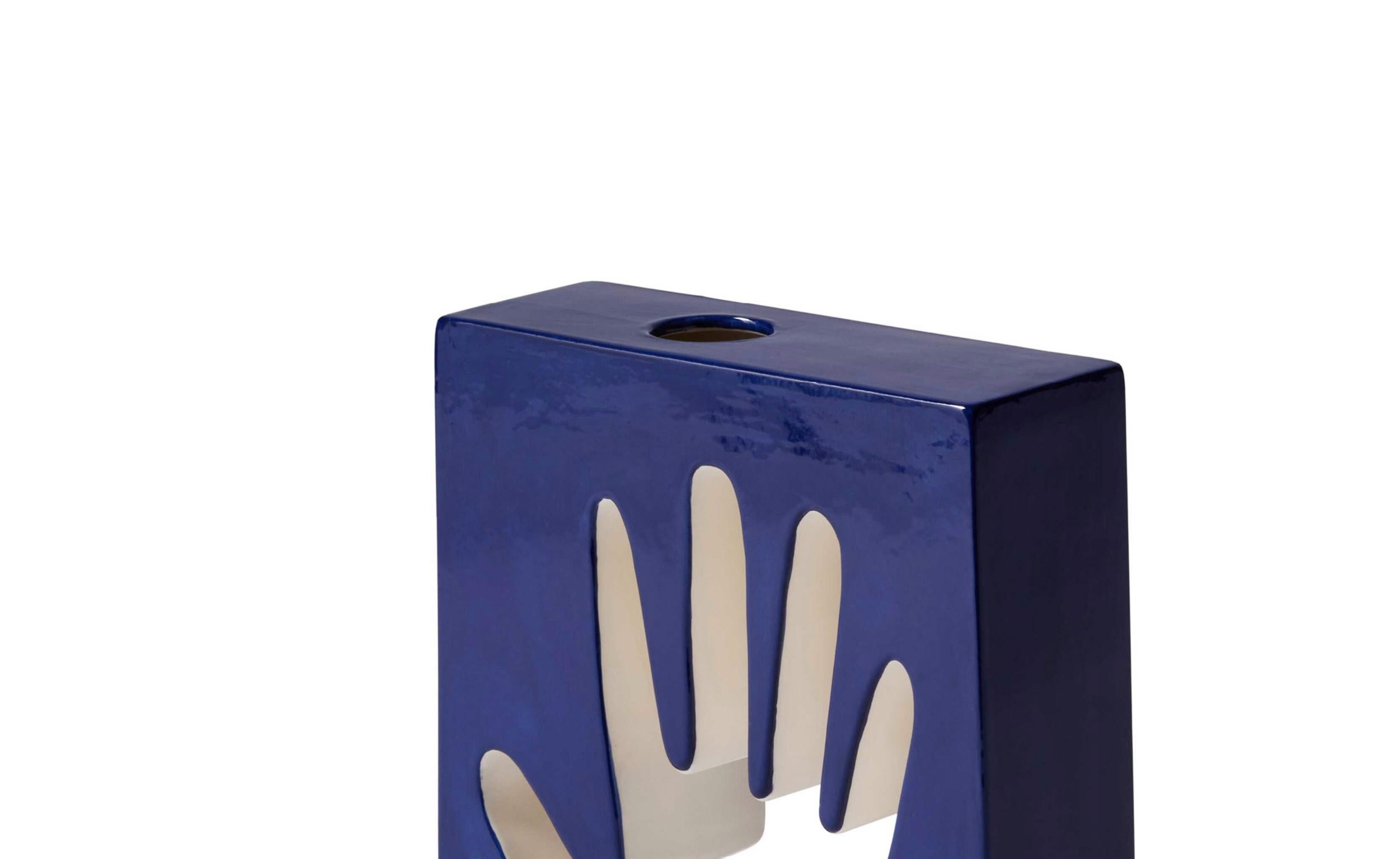Mid-Century moderno Luisa Parisi Vaso Impronta - Mano blu e bianco per Cassina in vendita