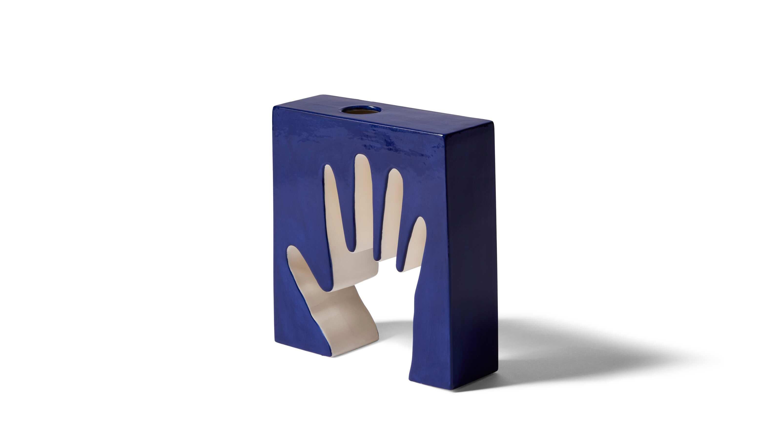 Italiano Luisa Parisi Vaso Impronta - Mano blu e bianco per Cassina in vendita