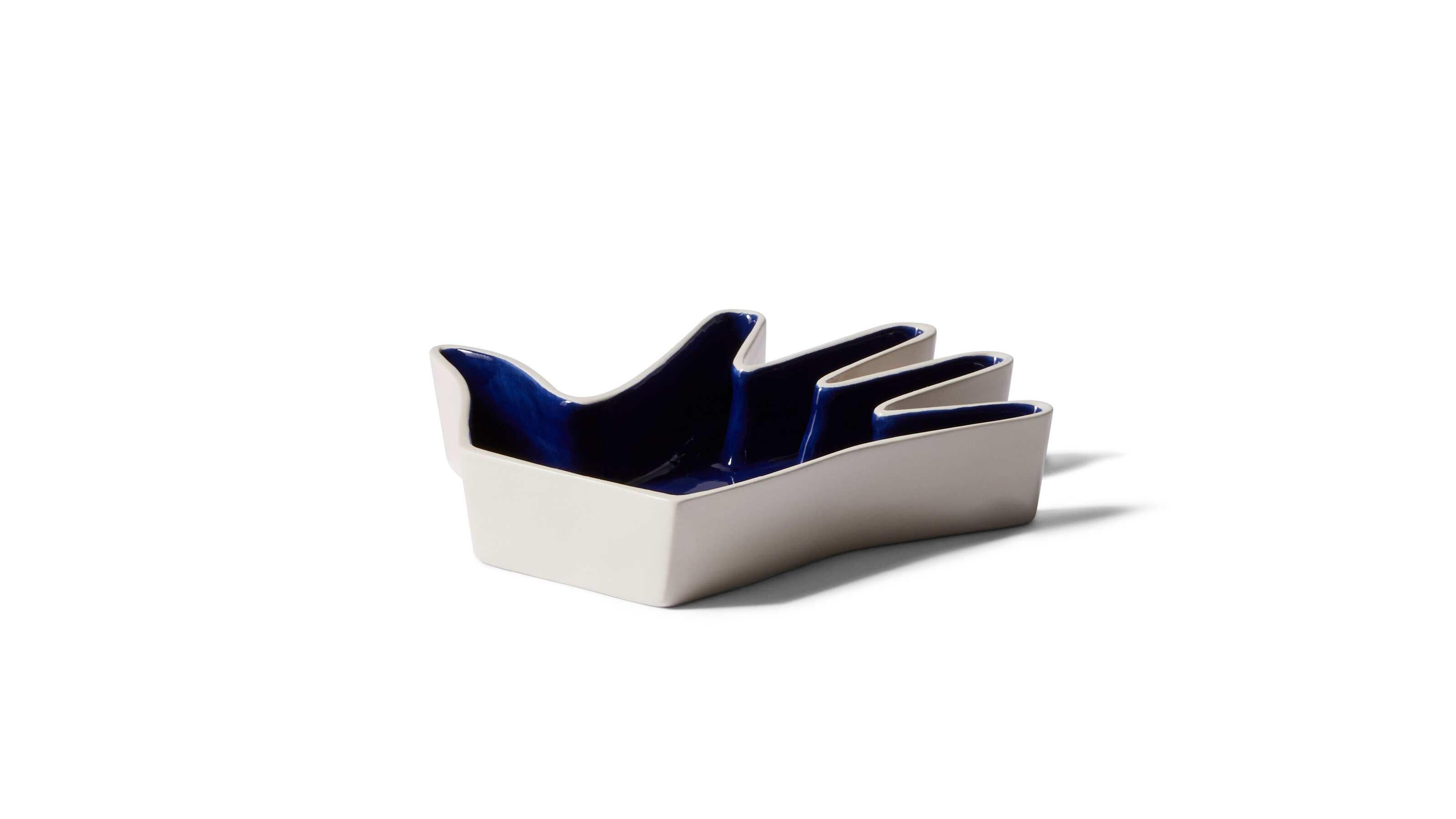 Mid-Century moderno Luisa Parisi Impronta blu e bianca - Pin Tray Mano Per Cassina in vendita