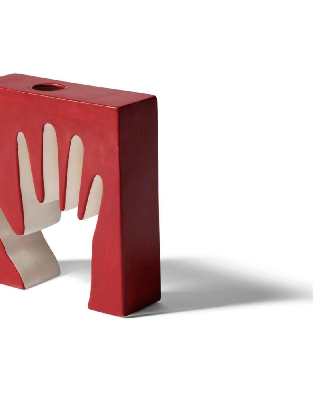 Italiano Luisa Parisi Vaso Impronta - Mano Rosso e Bianco per Cassina in vendita