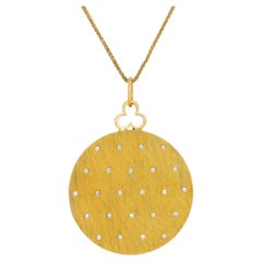 Luisa Rosas 18 Karat Yellow Gold Diamond Circle Locket on 18K Chain Necklace