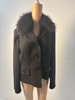 Luisa Spagnoli Schwarze Jacke mit Pelzkragen Eleganter Mantel