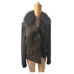 Luisa Spagnoli Schwarze Jacke mit Pelzkragen Eleganter Mantel