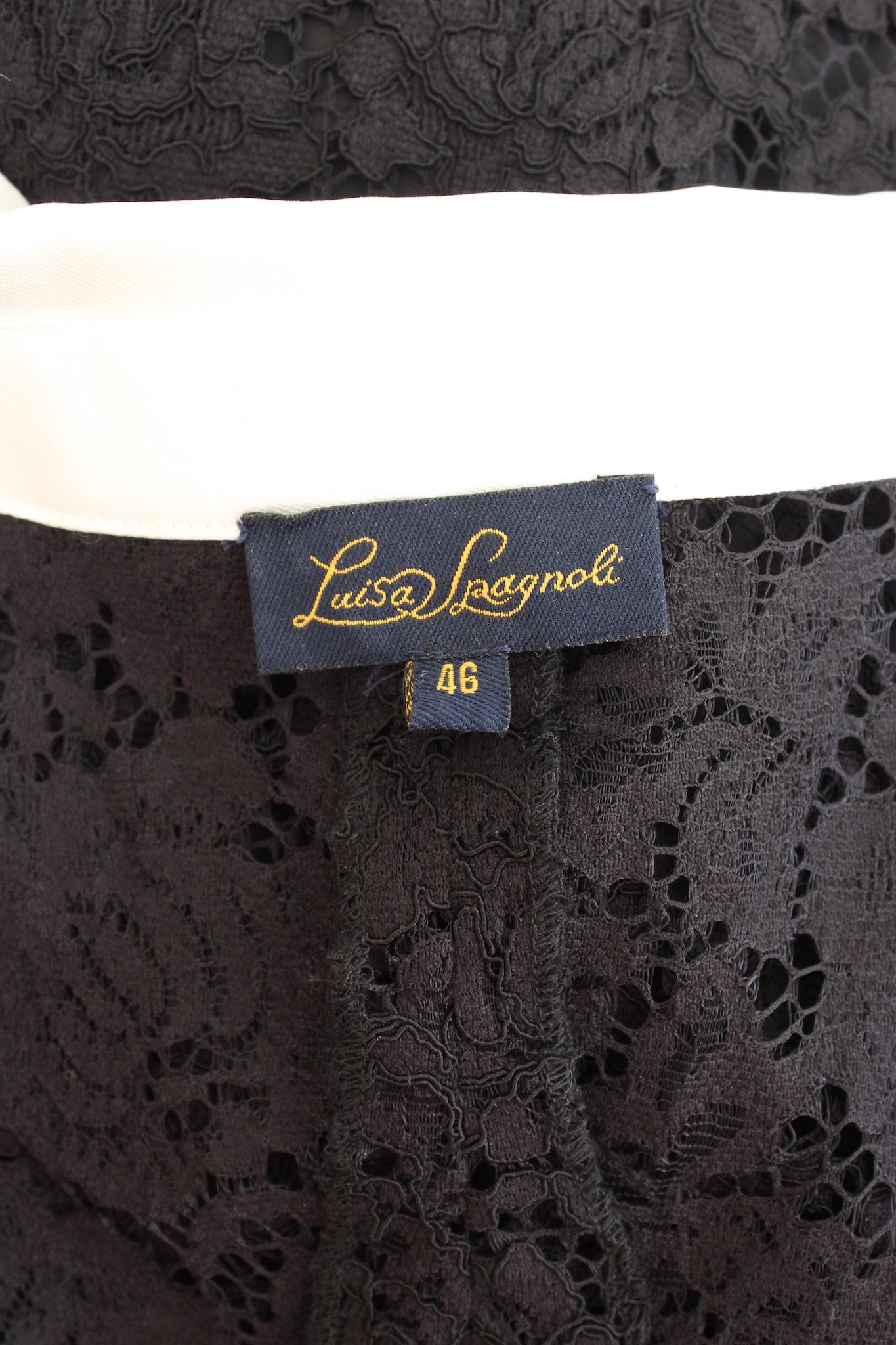 Luisa Spagnoli Black Lace Evening Floral Dress 2000s For Sale 3