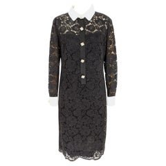 Luisa Spagnoli Black Lace Floral Evening Sheath Dress 2000s