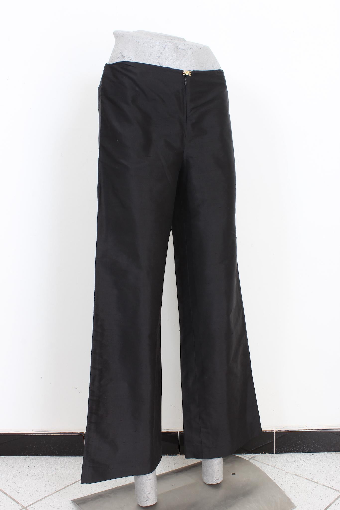 Women's Luisa Spagnoli Black Silk Elegant Pants 2000s For Sale