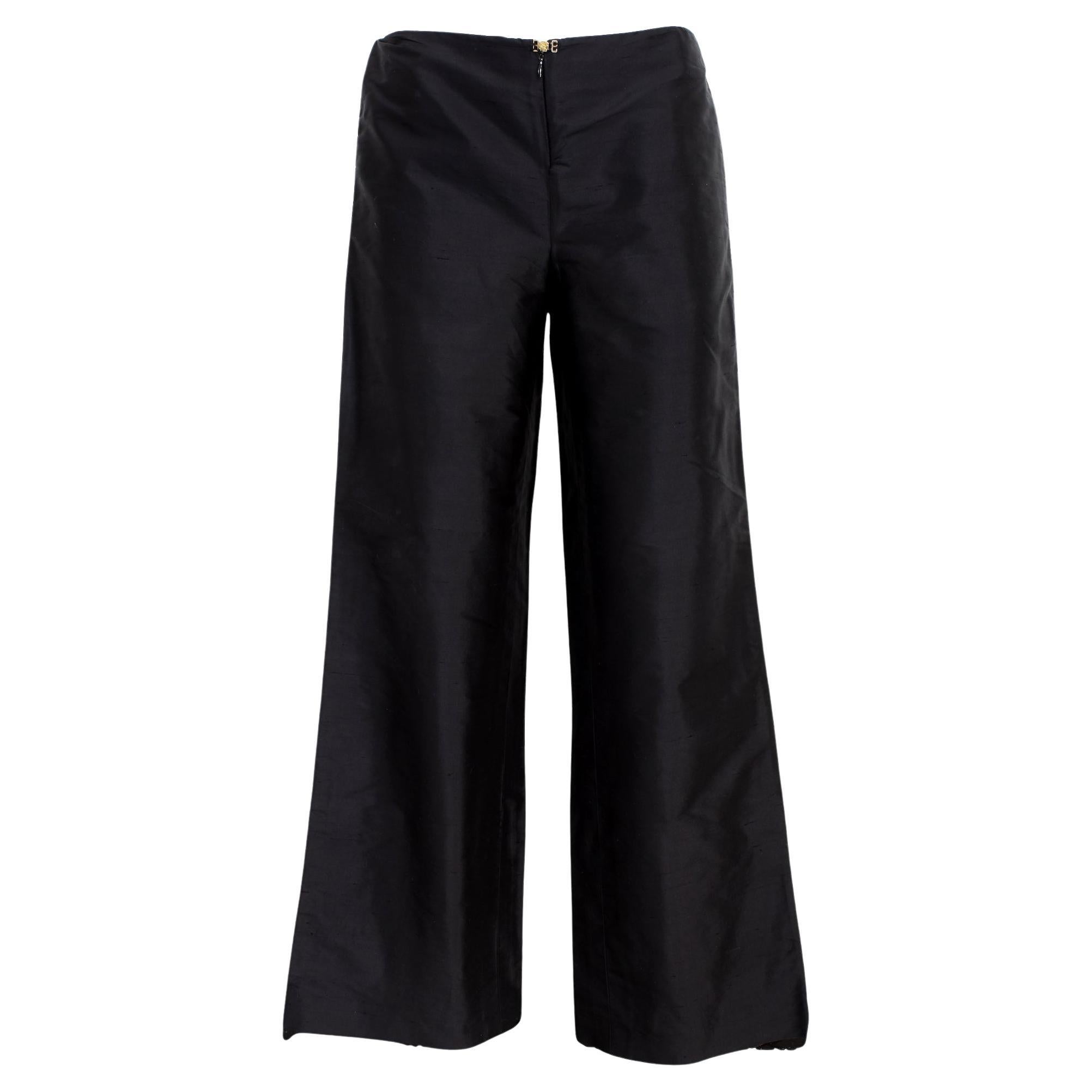 Luisa Spagnoli Black Silk Elegant Pants 2000s For Sale