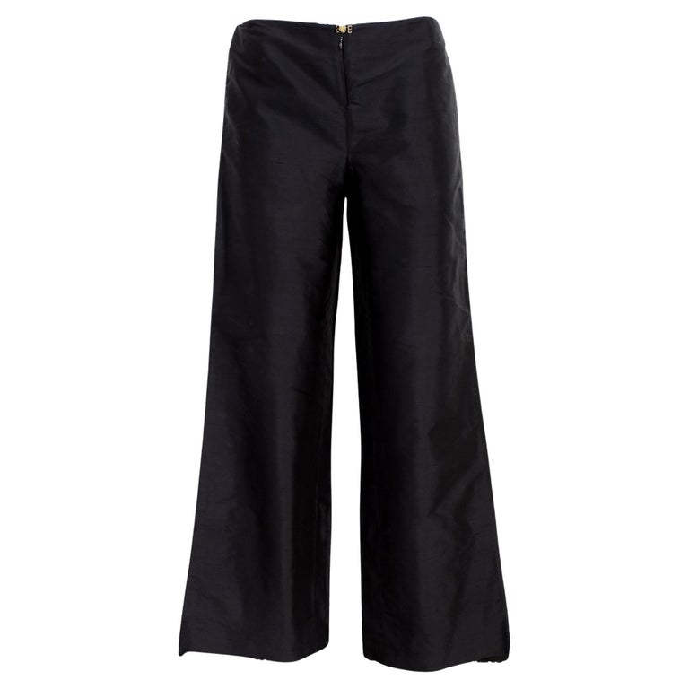 Luisa Spagnoli Black Silk Elegant Pants 2000s For Sale at 1stDibs