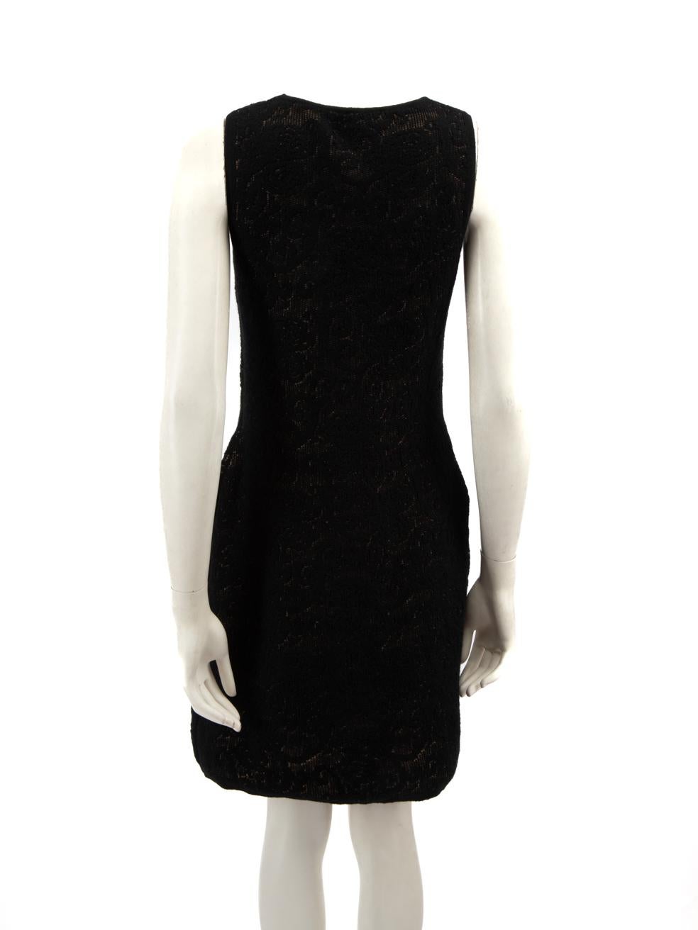 Luisa Spagnoli Black Wool Floral Knit Mini Dress Size M In New Condition For Sale In London, GB