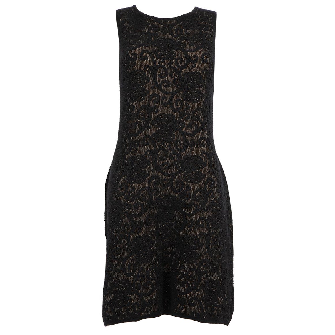 Mini-robe Luisa Spagnoli en laine noire à fleurs, taille M