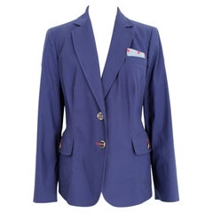 Luisa Spagnoli Blue Cotton Flared Classic Jacket 2000s