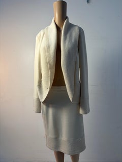 Luisa Spagnoli Cream Wool Skirt Suit Size 44