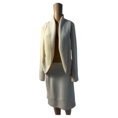 Luisa Spagnoli Cream Wool Skirt Suit Size 44