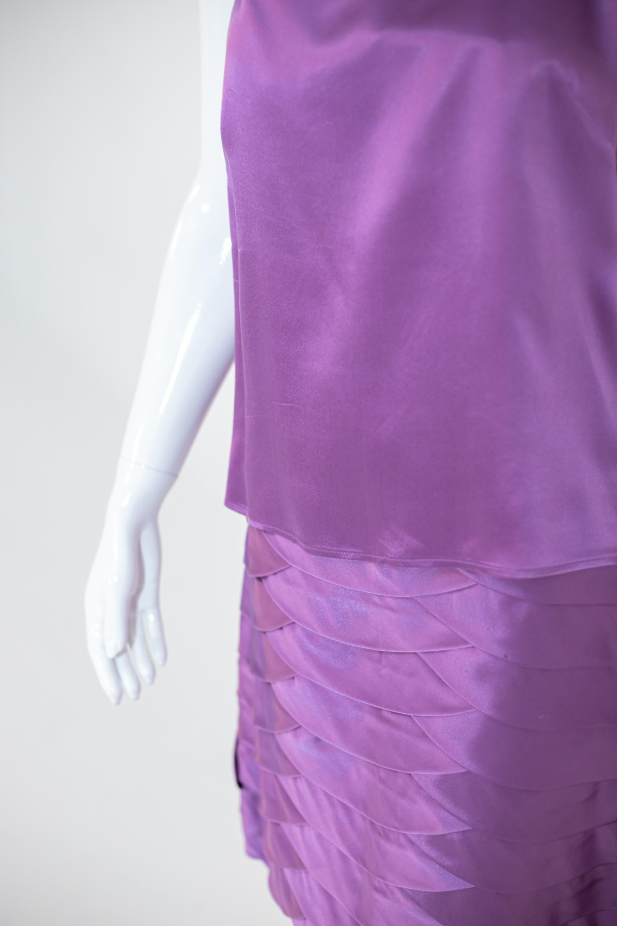 Luisa Spagnoli Elegant Purple and Black Silk Suit 3