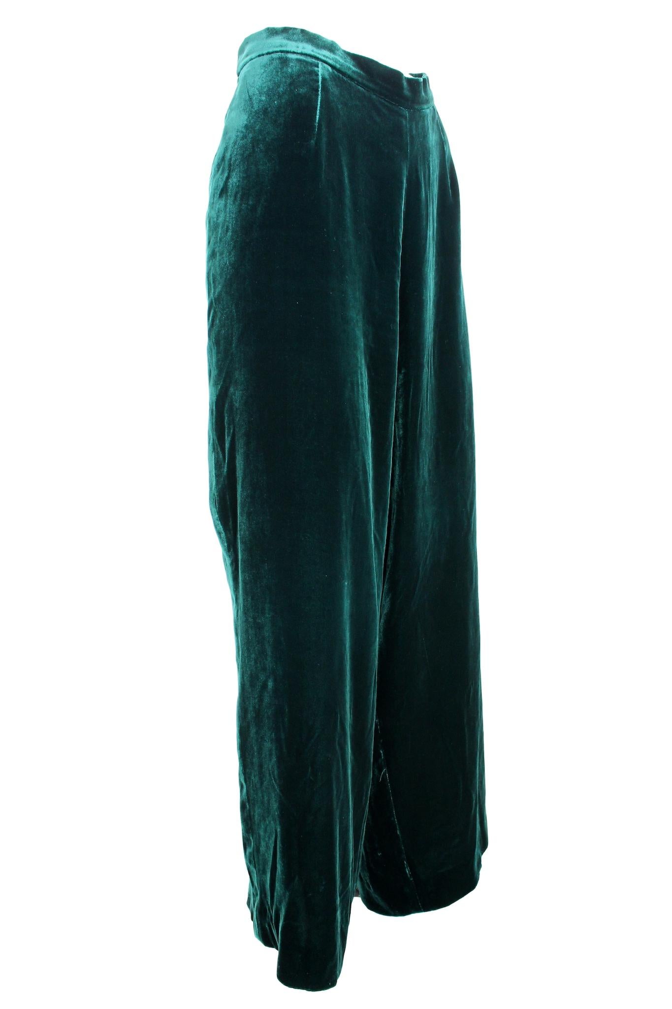 Women's Luisa Spagnoli Emerald Silk Evening Palazzo Trousers 2000s