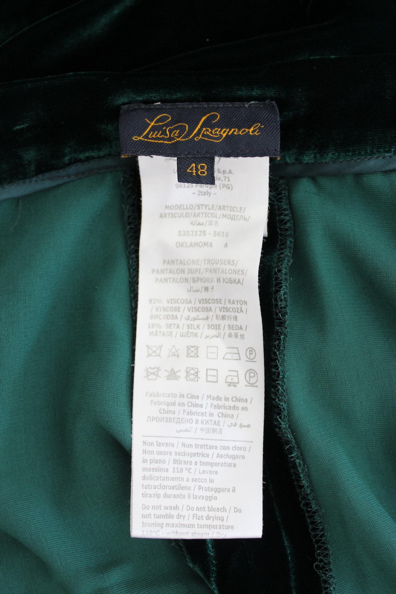 Luisa Spagnoli Emerald Silk Evening Palazzo Trousers 2000s 2