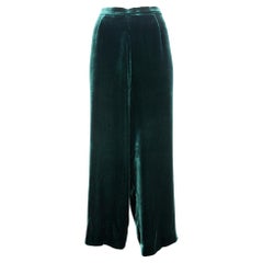 Pantalon de soirée Palazzo en soie émeraude Luisa Spagnoli, années 2000