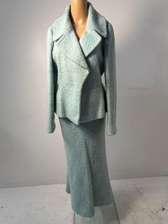Luisa Spagnoli Mint Wool Suit Skirt Set Elegant Vintage