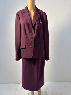 Luisa Spagnoli Purple Skirt Suit Size 44 with Decorative Buttons