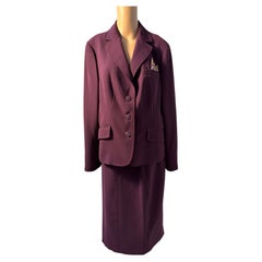 Luisa Spagnoli Purple Skirt Suit Size 44 with Decorative Buttons