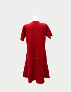Luisa Spagnoli Red Knit Dress with Gold Zip & Pocket Detail - L