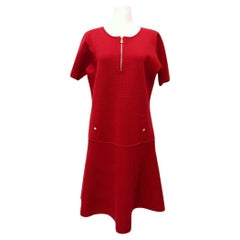Luisa Spagnoli Red Knit Dress with Gold Zip 
Pocket Detail - L