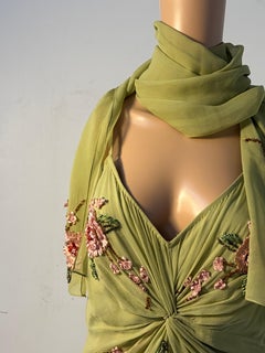 Luisa Spagnoli Seidenkleid Größe 46 mit floraler Stickerei